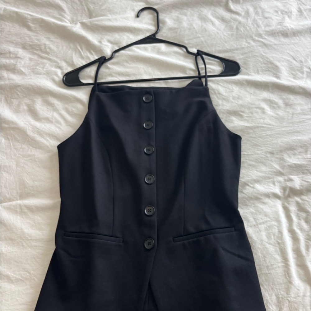 Anthropologie Black Button-Front Top